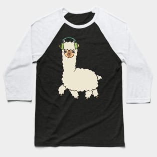 Alpaca with headphones. Baseball T-Shirt